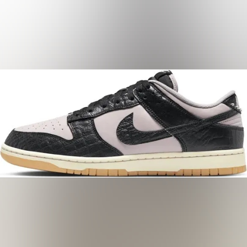 Nike Dunk Low LTD Pink Foam Black Croc Embossed Men's Sneakers - Picture 2 of 7